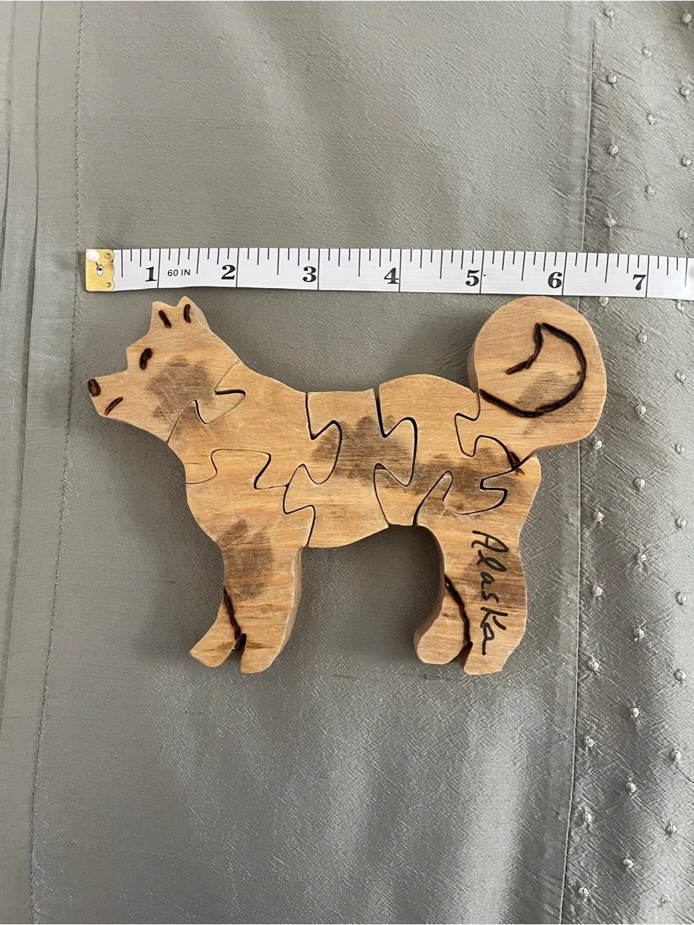 Handcrafted Wooden Husky Dog Puzzle